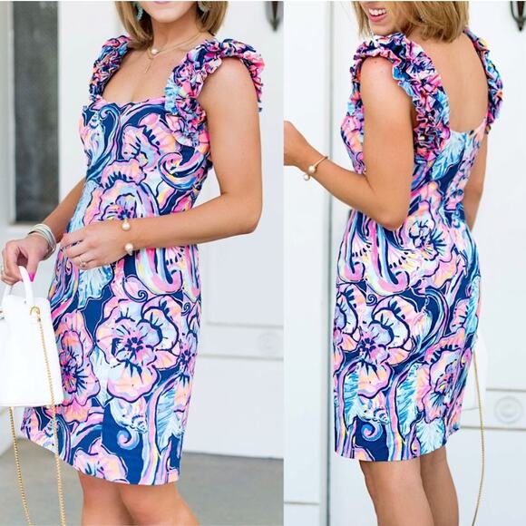 Lilly Pulitzer Floral Dress in Pink and Blue - Picture 1 of 14